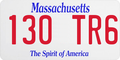 MA license plate 130TR6