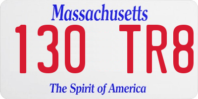 MA license plate 130TR8