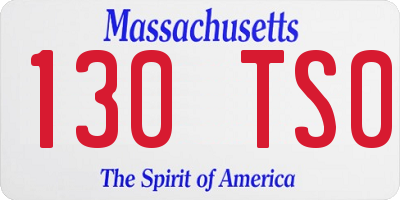 MA license plate 130TS0
