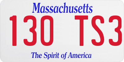 MA license plate 130TS3