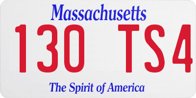 MA license plate 130TS4