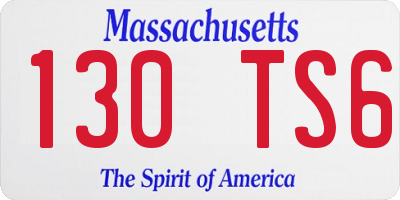 MA license plate 130TS6