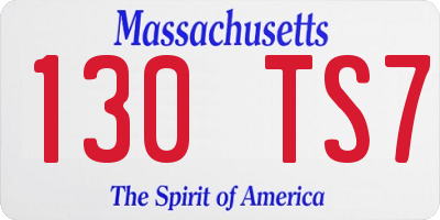 MA license plate 130TS7