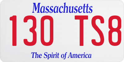 MA license plate 130TS8