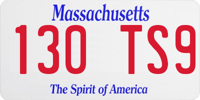 MA license plate 130TS9