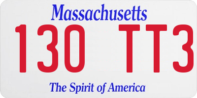 MA license plate 130TT3