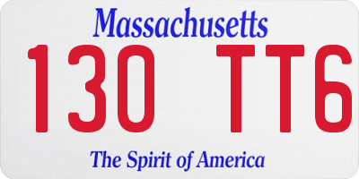 MA license plate 130TT6