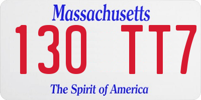 MA license plate 130TT7