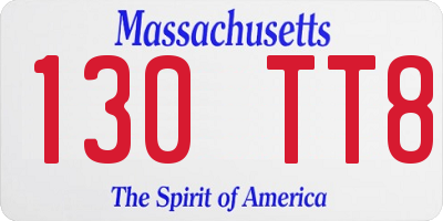 MA license plate 130TT8
