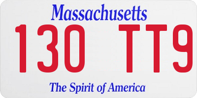 MA license plate 130TT9