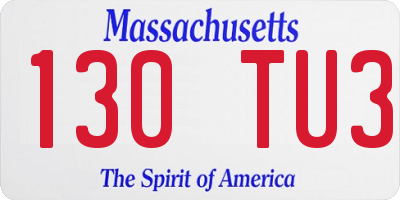 MA license plate 130TU3