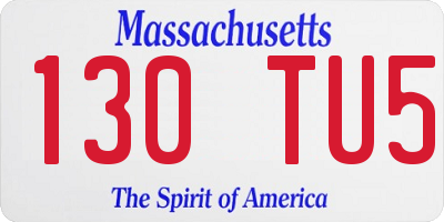 MA license plate 130TU5