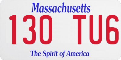MA license plate 130TU6