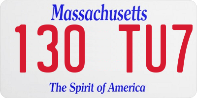 MA license plate 130TU7