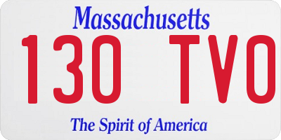MA license plate 130TV0