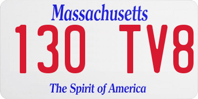 MA license plate 130TV8