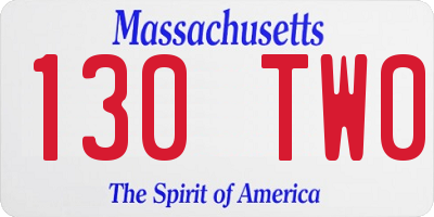 MA license plate 130TW0