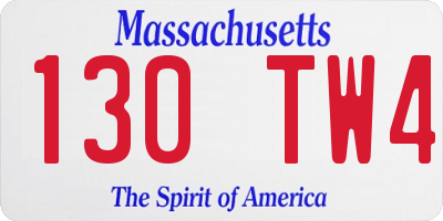 MA license plate 130TW4