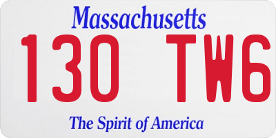 MA license plate 130TW6