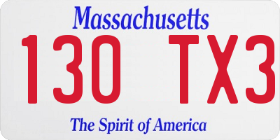 MA license plate 130TX3