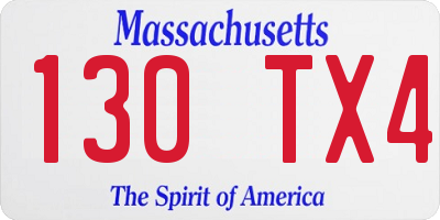 MA license plate 130TX4