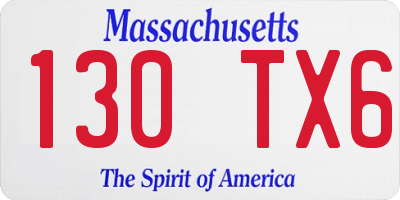 MA license plate 130TX6