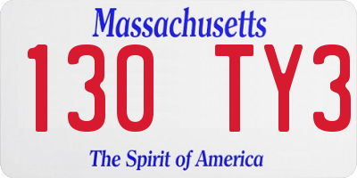 MA license plate 130TY3