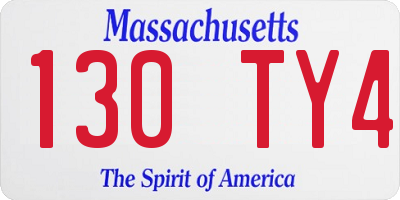MA license plate 130TY4