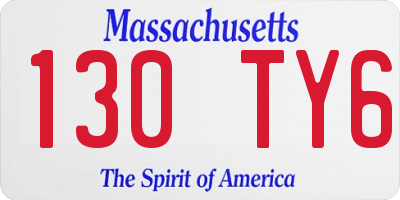MA license plate 130TY6