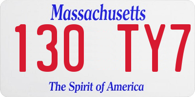 MA license plate 130TY7