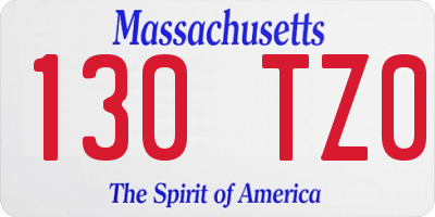 MA license plate 130TZ0