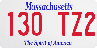 MA license plate 130TZ2