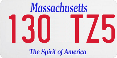 MA license plate 130TZ5