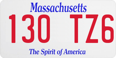 MA license plate 130TZ6