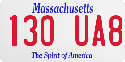 MA license plate 130UA8