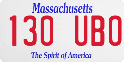 MA license plate 130UB0