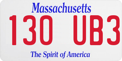 MA license plate 130UB3