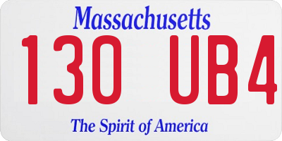 MA license plate 130UB4