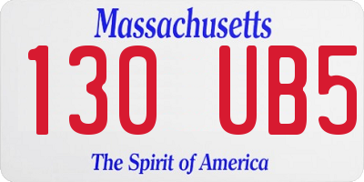 MA license plate 130UB5