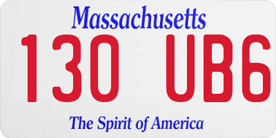 MA license plate 130UB6