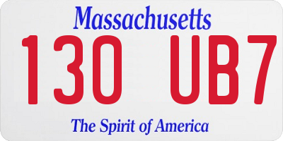 MA license plate 130UB7