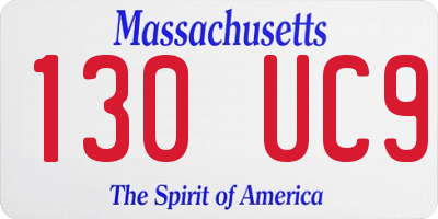 MA license plate 130UC9