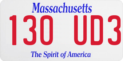 MA license plate 130UD3