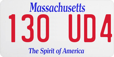 MA license plate 130UD4