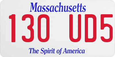 MA license plate 130UD5