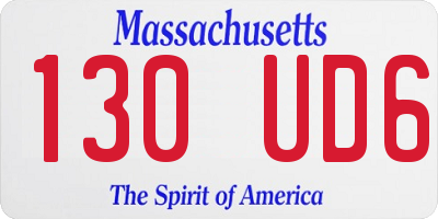 MA license plate 130UD6