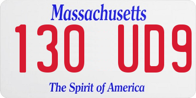 MA license plate 130UD9