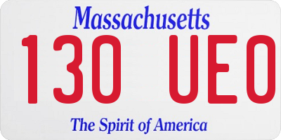 MA license plate 130UE0