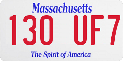 MA license plate 130UF7