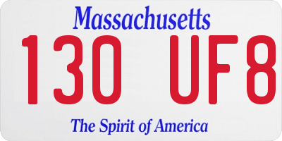 MA license plate 130UF8